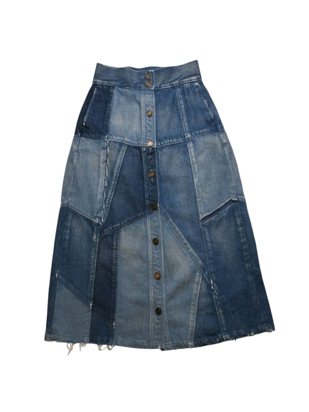 Saint Laurent Denim Skirt Blue 25 Reconstruction Cotton Antique Gold